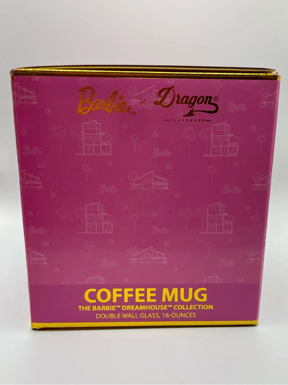 Barbie Clear,  Pink, and Gold  Coffee Mug 16oz